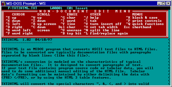WordStar per DOS: quanti ricordi...