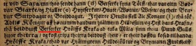 Pagina di una saga di Hrolf Kraki del 1665